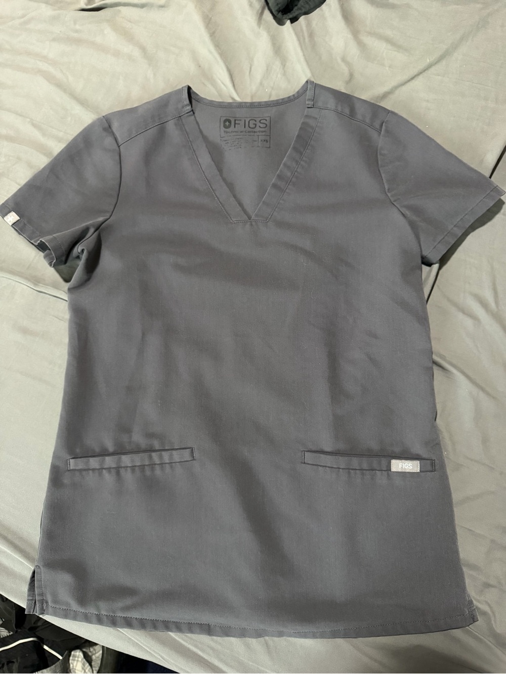 Figs Women's Gray V-Neck Scrub Top